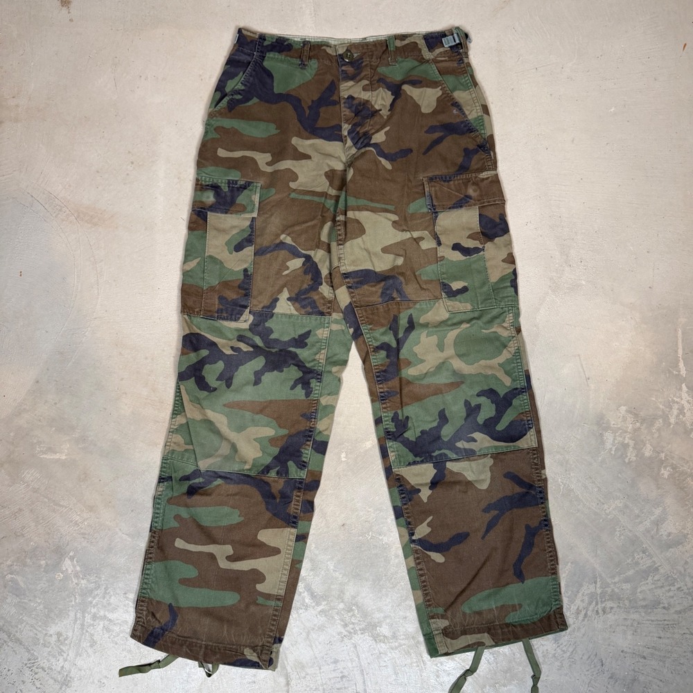 Vintage 1996 US Military Woodland Camo BDU Combat Trousers Small Short 30x29